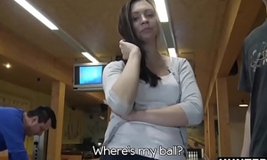 Stranger Strikes Teen Pussy Elbow Bowling Suiting someone to a T While BF Cuckolds